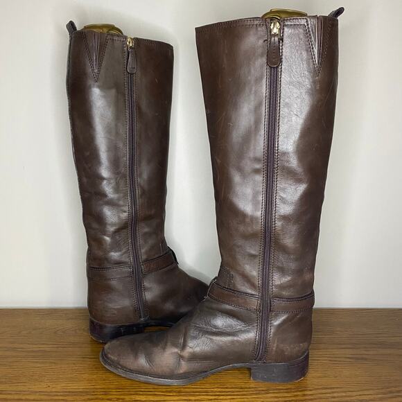 Tory Burch Bristol Brown Coconut Leather Gold Reva Tall Harness Riding Boots 10M - Picture 5 of 7